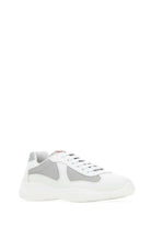 TWO-TONE LEATHER AND TECH FABRIC SNEAKERS Prada