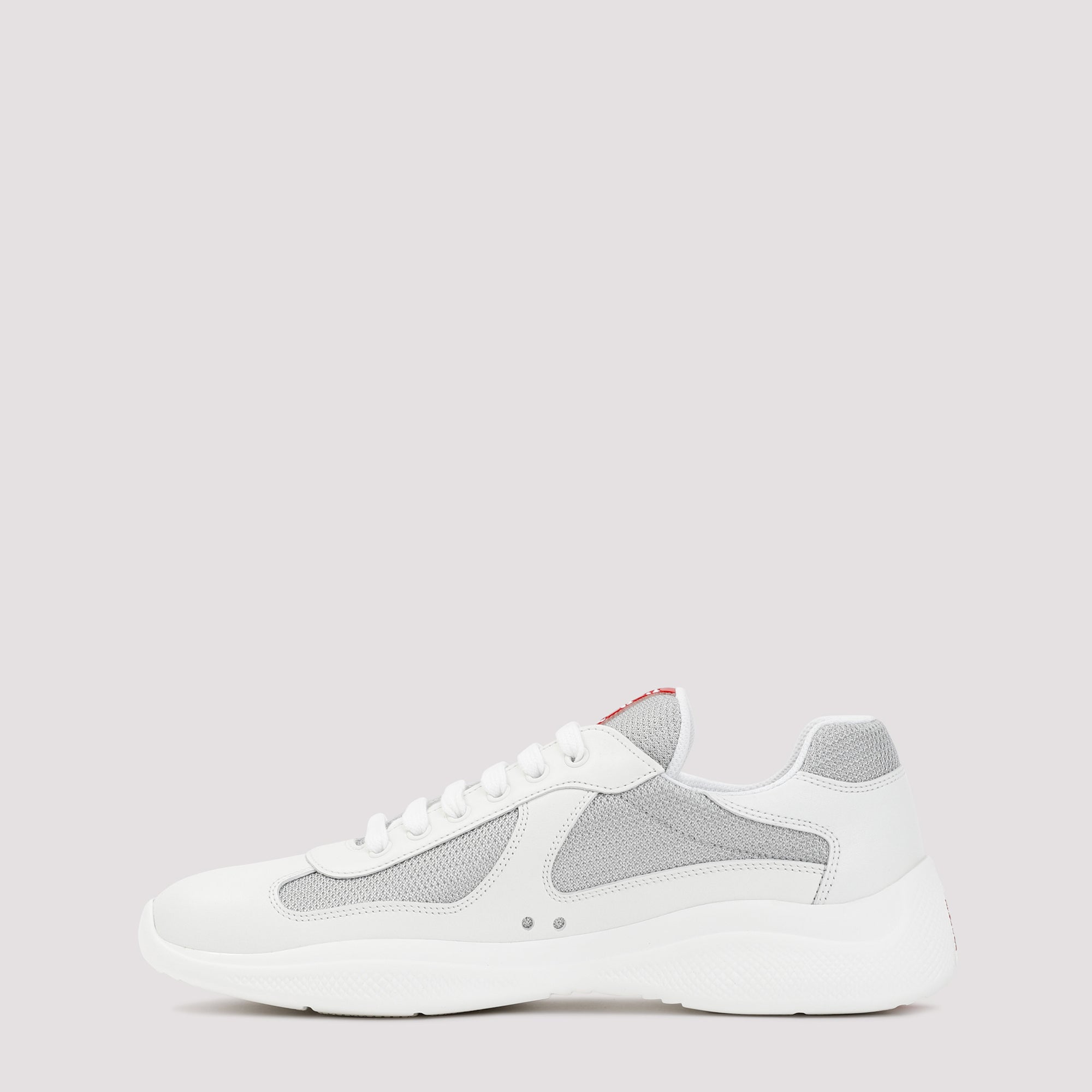 TWO-TONE LEATHER AND TECH FABRIC SNEAKERS Prada