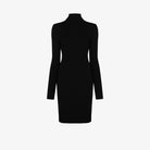 Wolford black mini dress, back view showing turtleneck detail