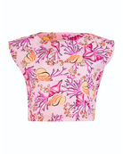 Coral Garden print detail on cotton poplin blouse by Beyond by Vera