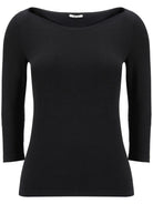Black Wolford Cordoba long sleeve top with crew neckline, front view