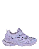 Purple Balenciaga Track sneakers with logo detail, side view