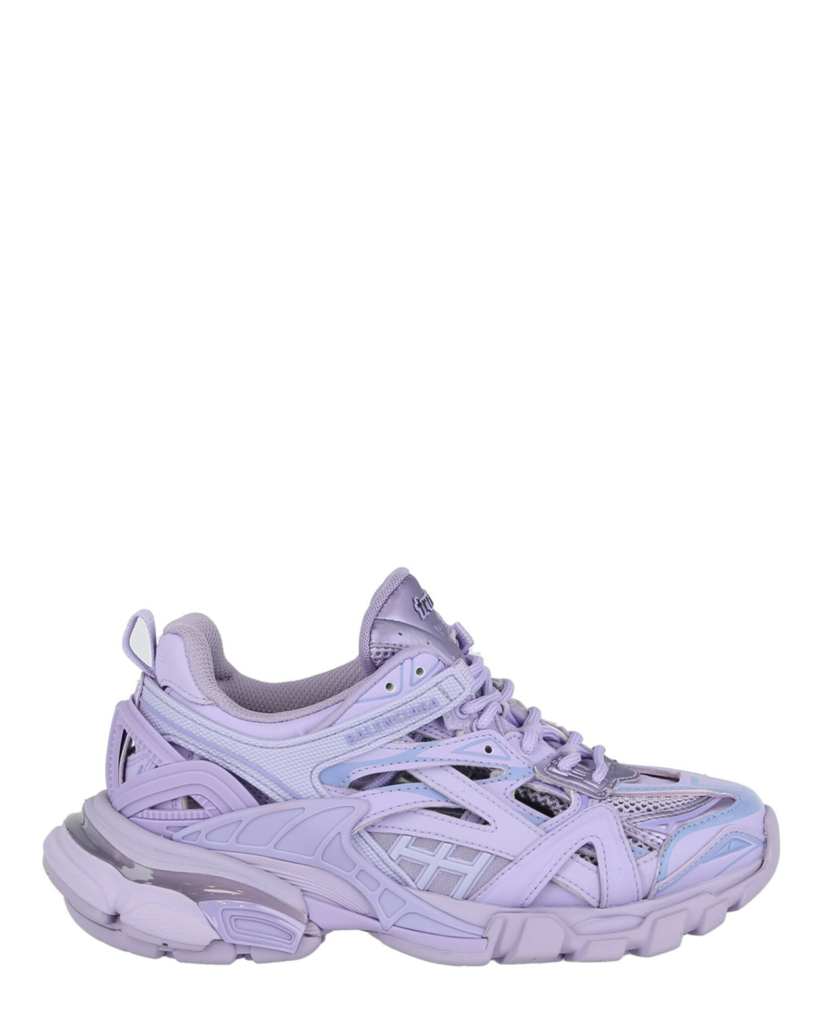 Purple Balenciaga Track sneakers with logo detail, side view