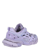 Purple Balenciaga Track sneakers with block heel, back view