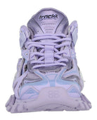 Purple Balenciaga Track sneakers showing rubber sole, bottom view