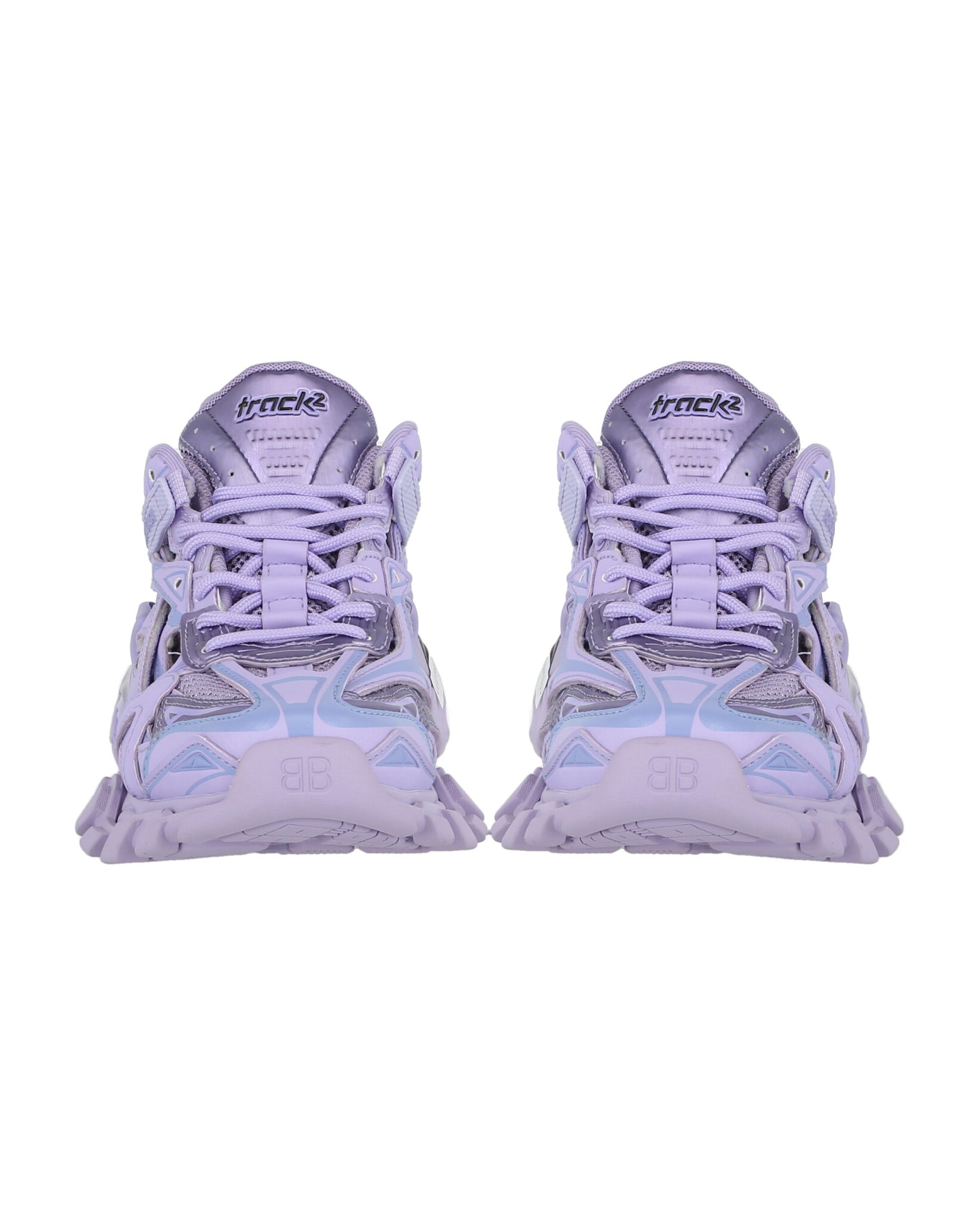 Purple Balenciaga Track sneakers with almond toe, top view