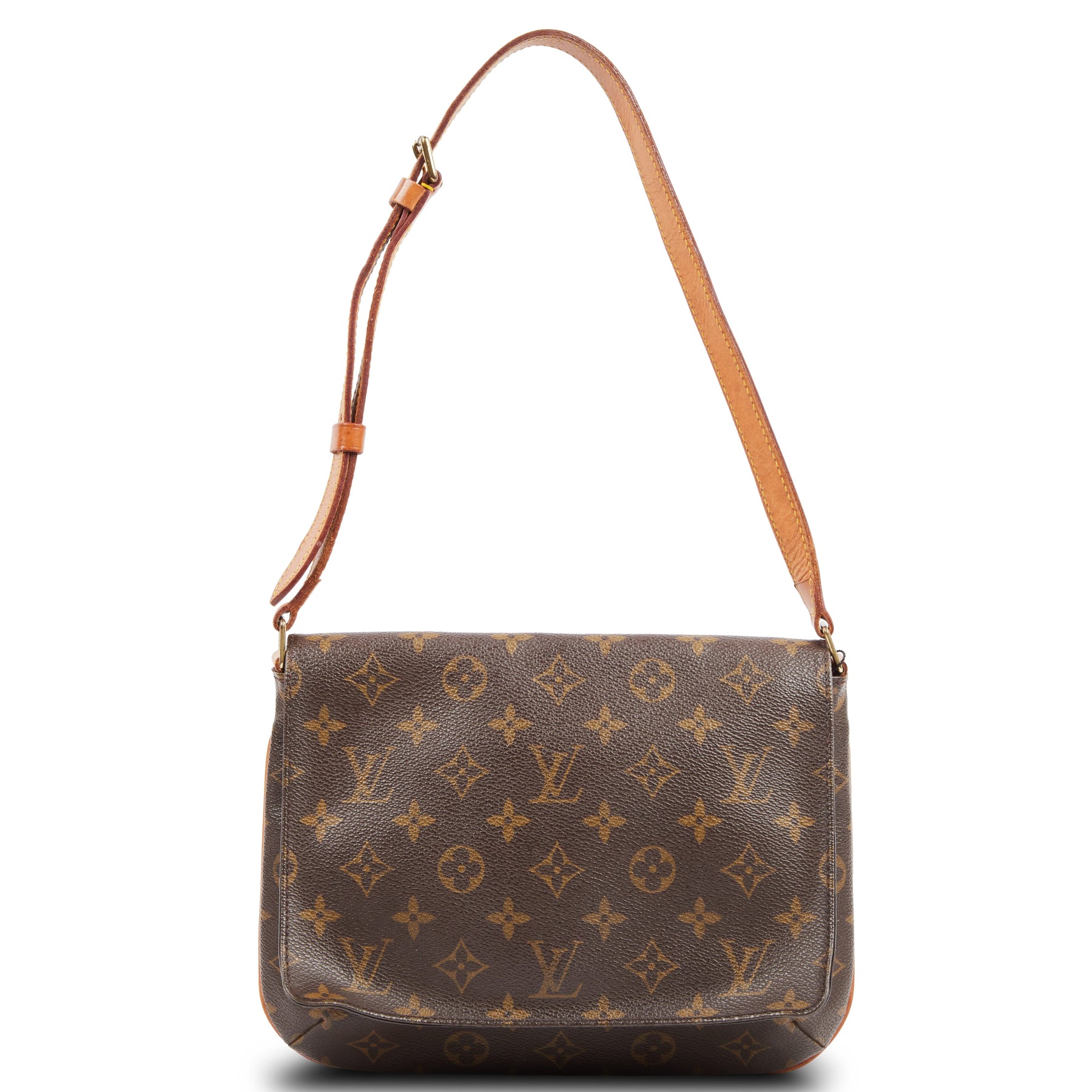 Brown Louis Vuitton Damier Ebene Musette Tango Short Strap Shoulder Bag