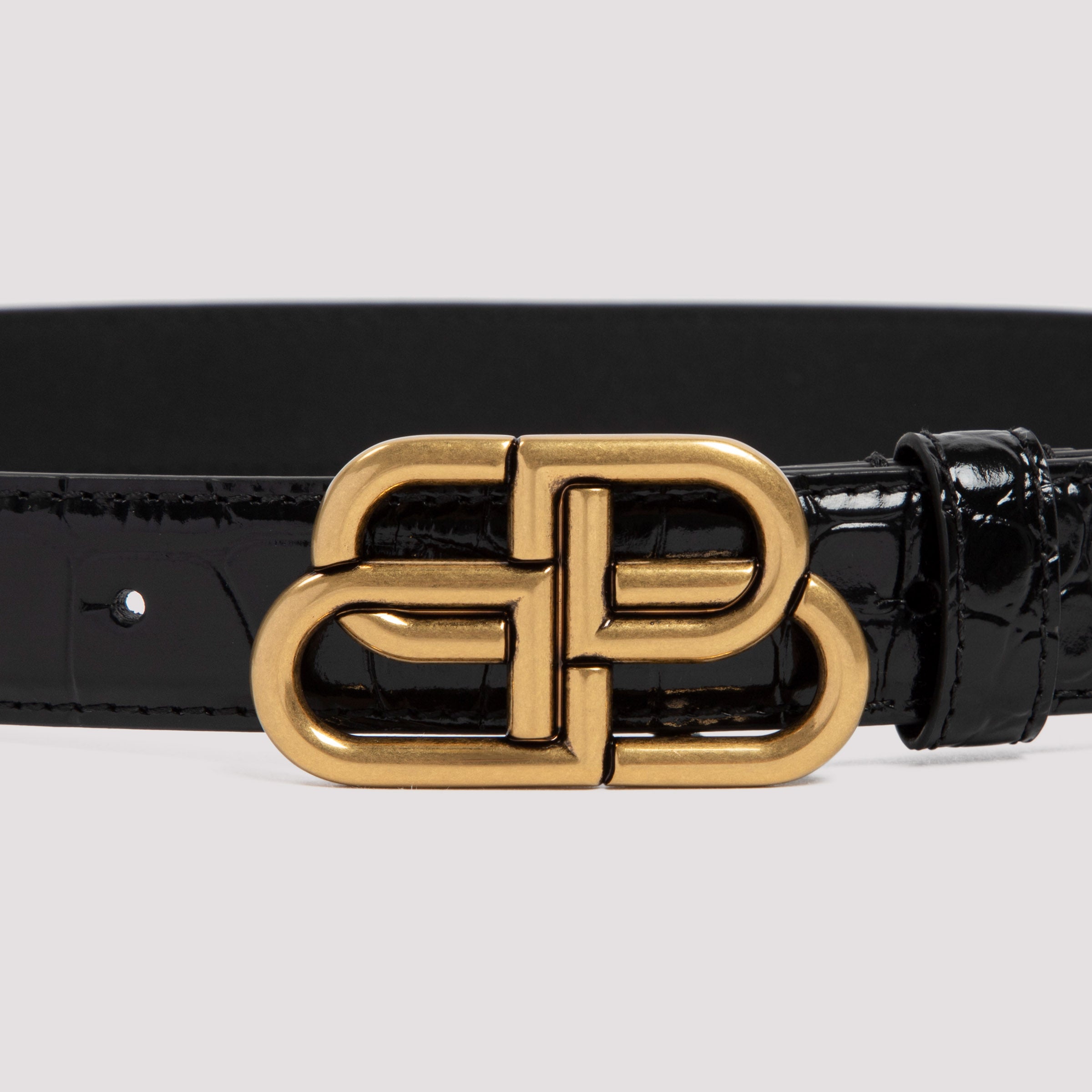 BLACK LEATHER BB BELT Balenciaga