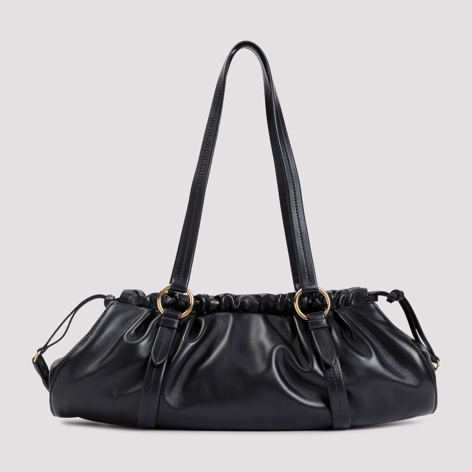 BLACK LEATHER JOIE SHOULDER BAG Miu Miu