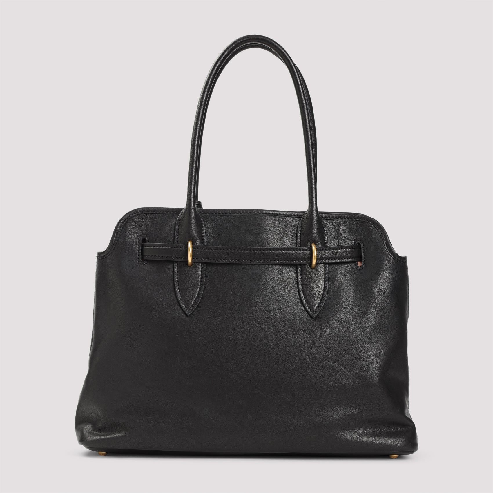BLACK NAPPA LEATHER AVENTURE SHOPPING BAG Miu Miu