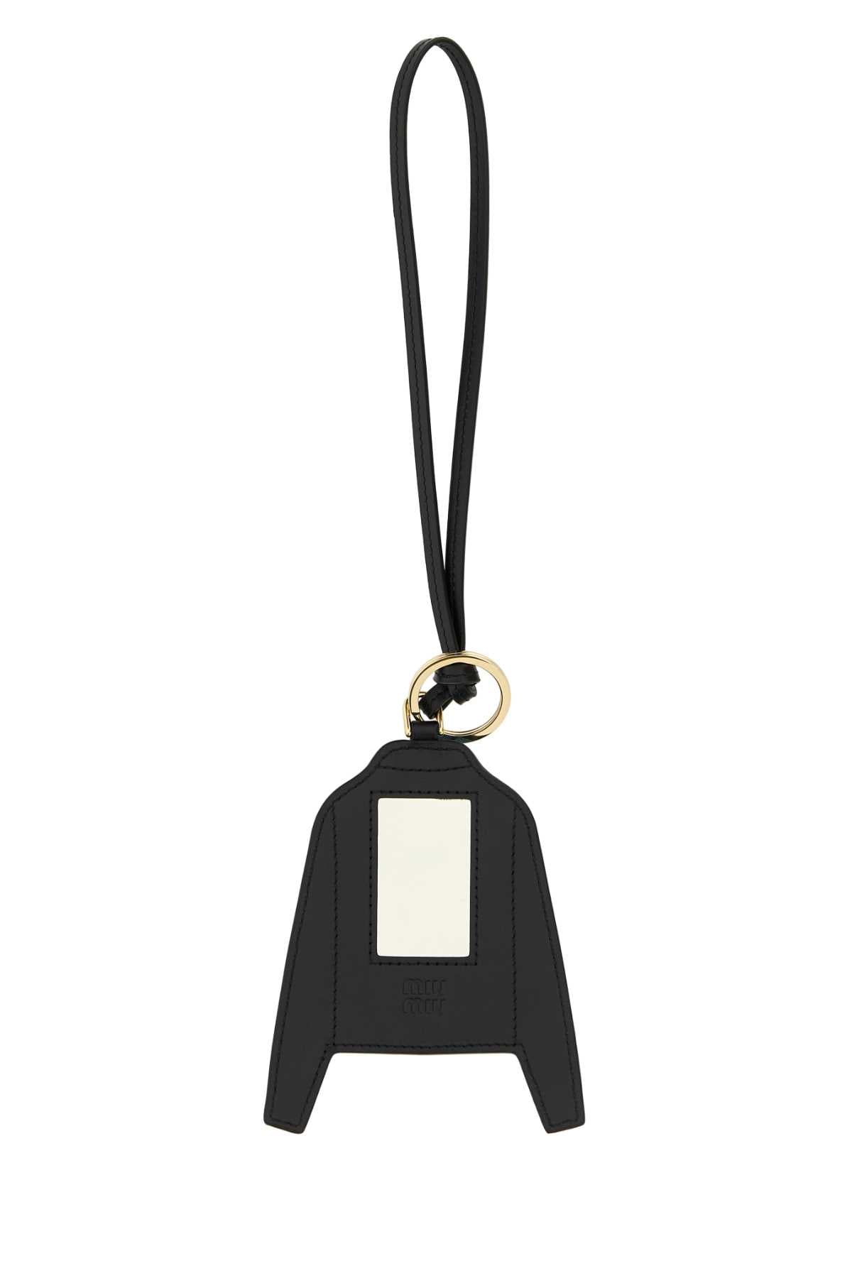 CERULEAN BLUE LEATHER KEYRING Miu Miu