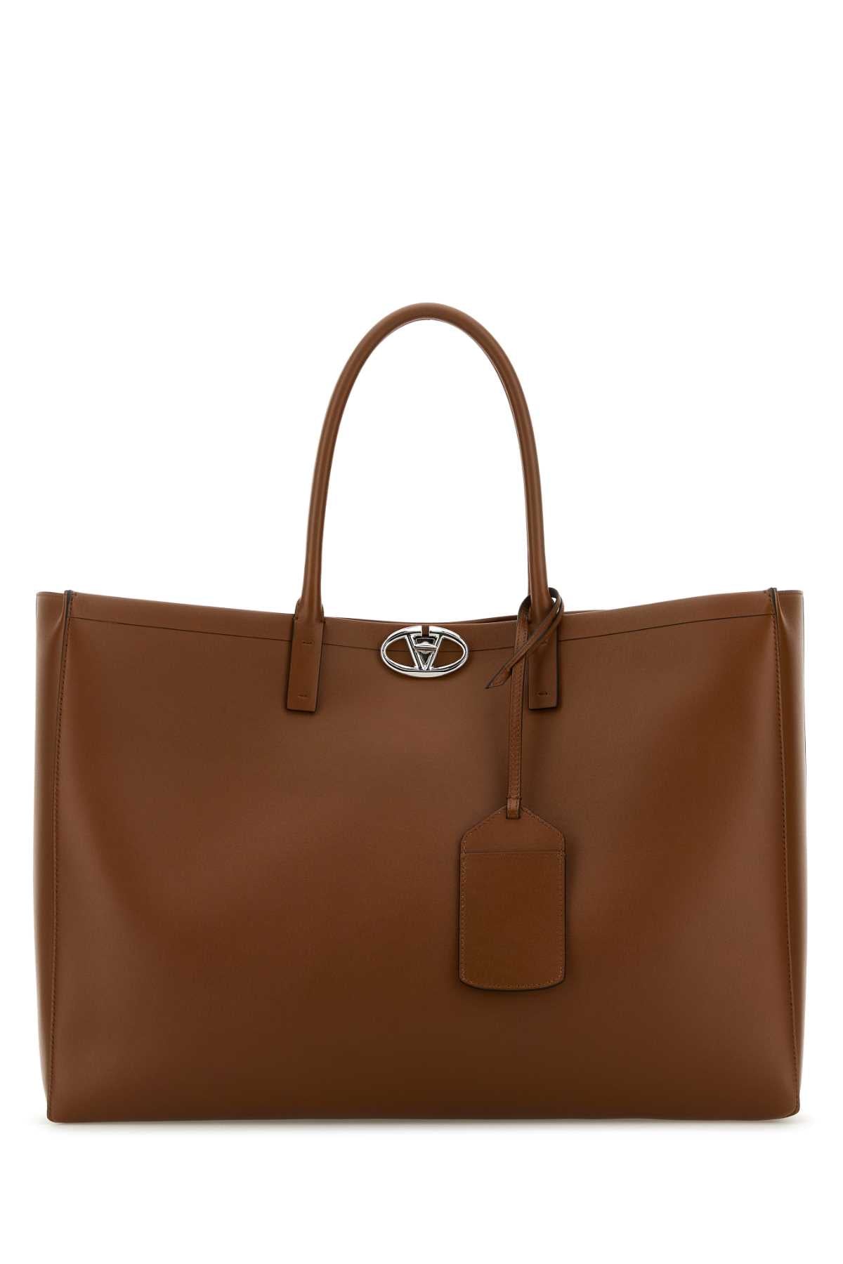 BROWN LEATHER VLOGO SHOPPING BAG Valentino Garavani BROWN TU