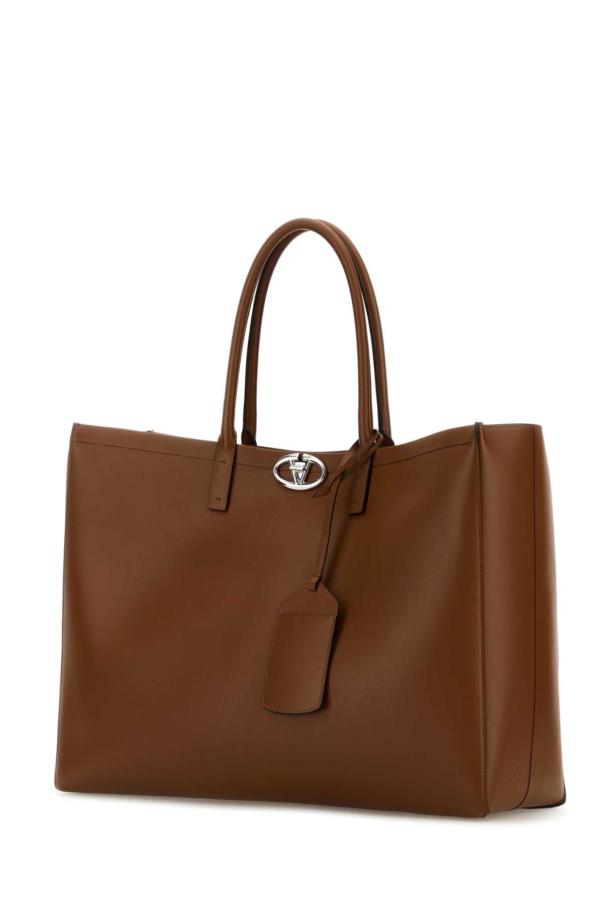 BROWN LEATHER VLOGO SHOPPING BAG Valentino Garavani