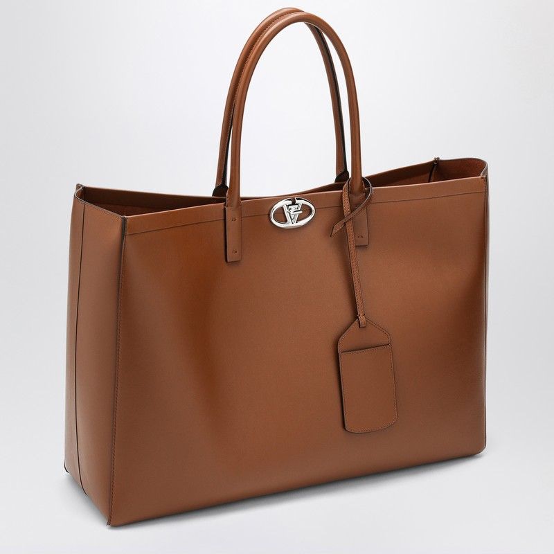 BROWN LEATHER VLOGO SHOPPING BAG Valentino Garavani