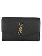 UPTOWN LEATHER CLUTCH Saint Laurent black TU