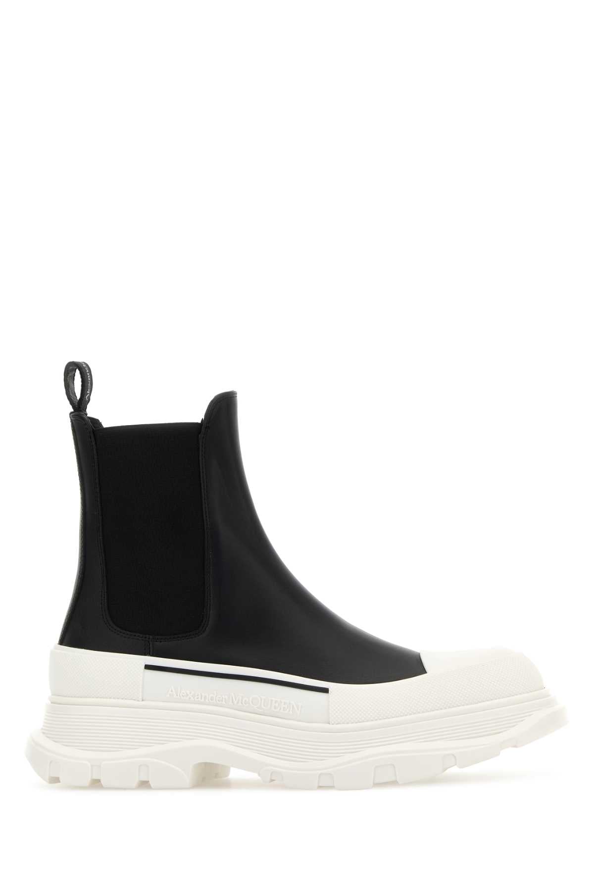 BLACK NAPPA LEATHER TREAD SLICK ANKLE BOOTS Alexander McQueen BLACK 36