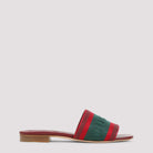 Red and green Gucci Jane slide sandals with squared toe, side view