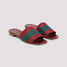 Red and green Gucci Jane canvas slide sandals, back view
