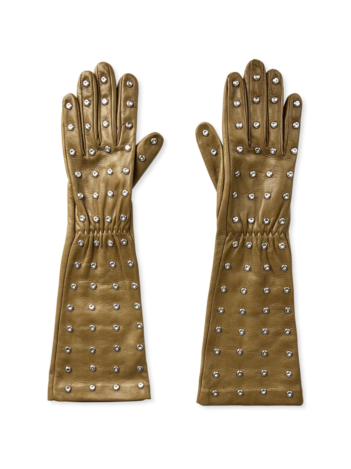 EMBOSSED LOGO STUDS LEATHER Bottega Veneta GREEN 7.5