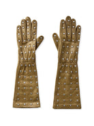 EMBOSSED LOGO STUDS LEATHER Bottega Veneta GREEN 7.5