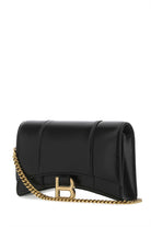 BLACK LEATHER HOURGLASS CLUTCH Balenciaga