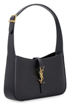 Black calfskin shoulder bag by Saint Laurent, side profile view