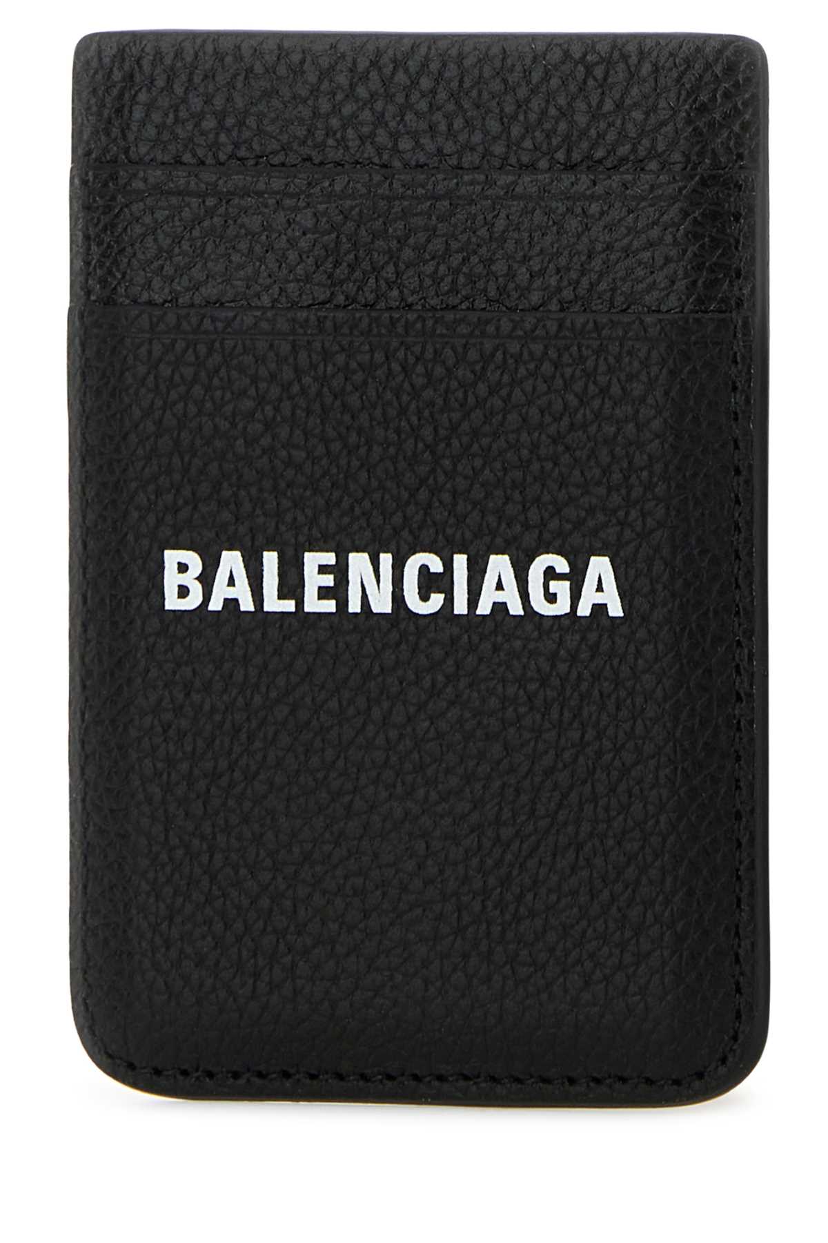 BLACK LEATHER CARD HOLDER Balenciaga