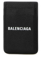 BLACK LEATHER CARD HOLDER Balenciaga