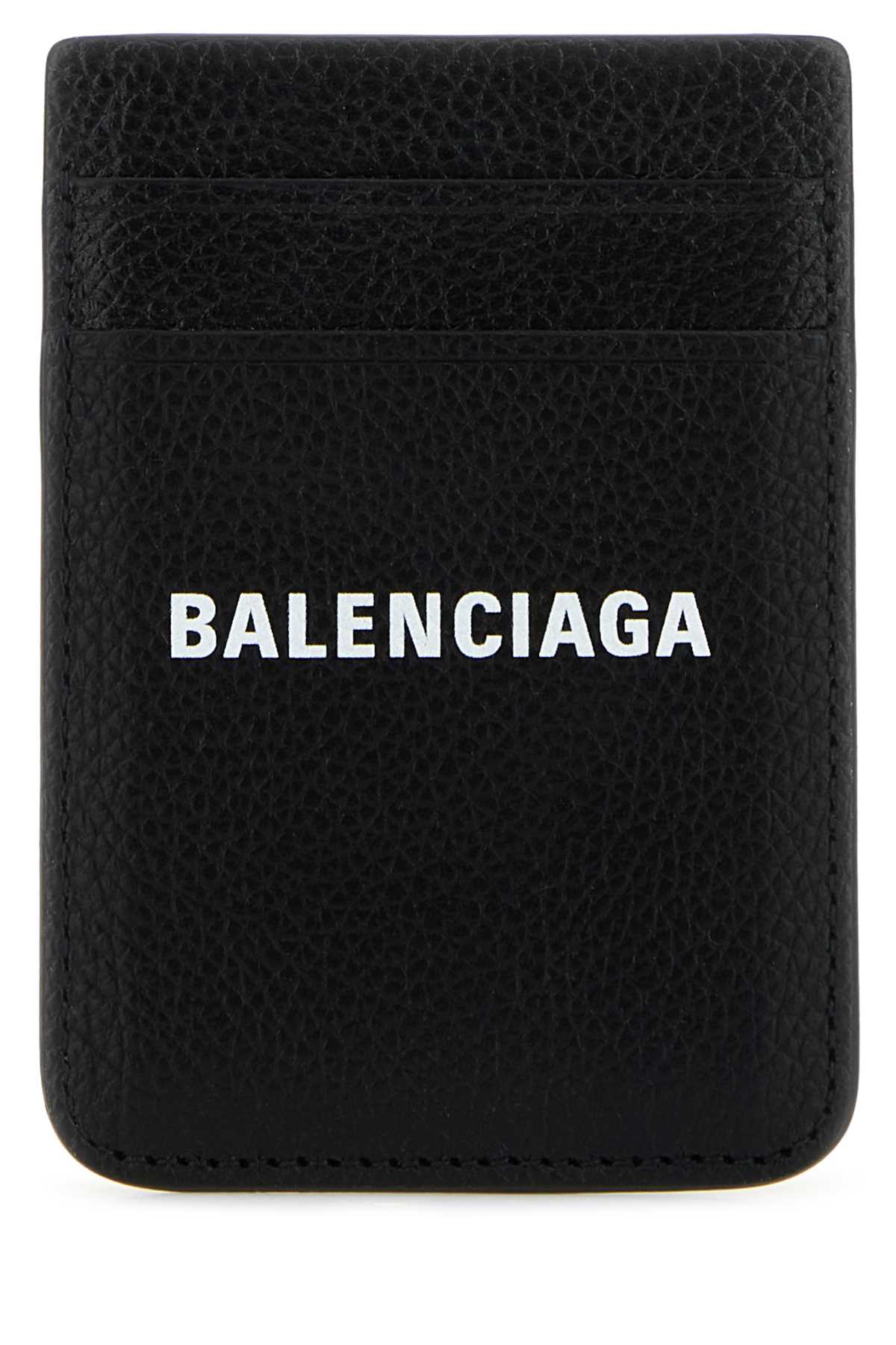 BLACK LEATHER CARD HOLDER Balenciaga BLACK TU
