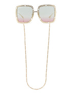 OCCHIALE DA SOLE RETTANGOLARE CON CATENA Gucci