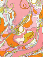 Multicolor Orchidee print one-piece swimsuit by Emilio Pucci, detail view of front metal accent