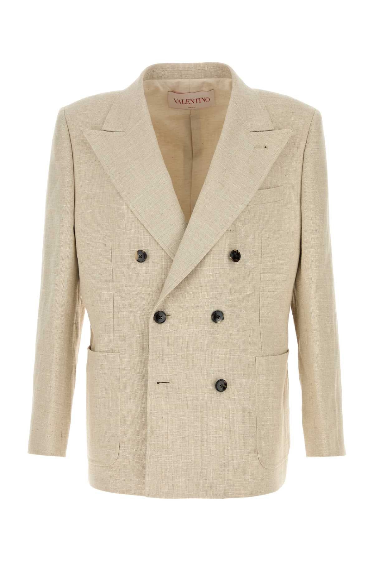 BEIGE LINEN BLEND BLAZER Valentino Garavani BEIGE O TAN 50