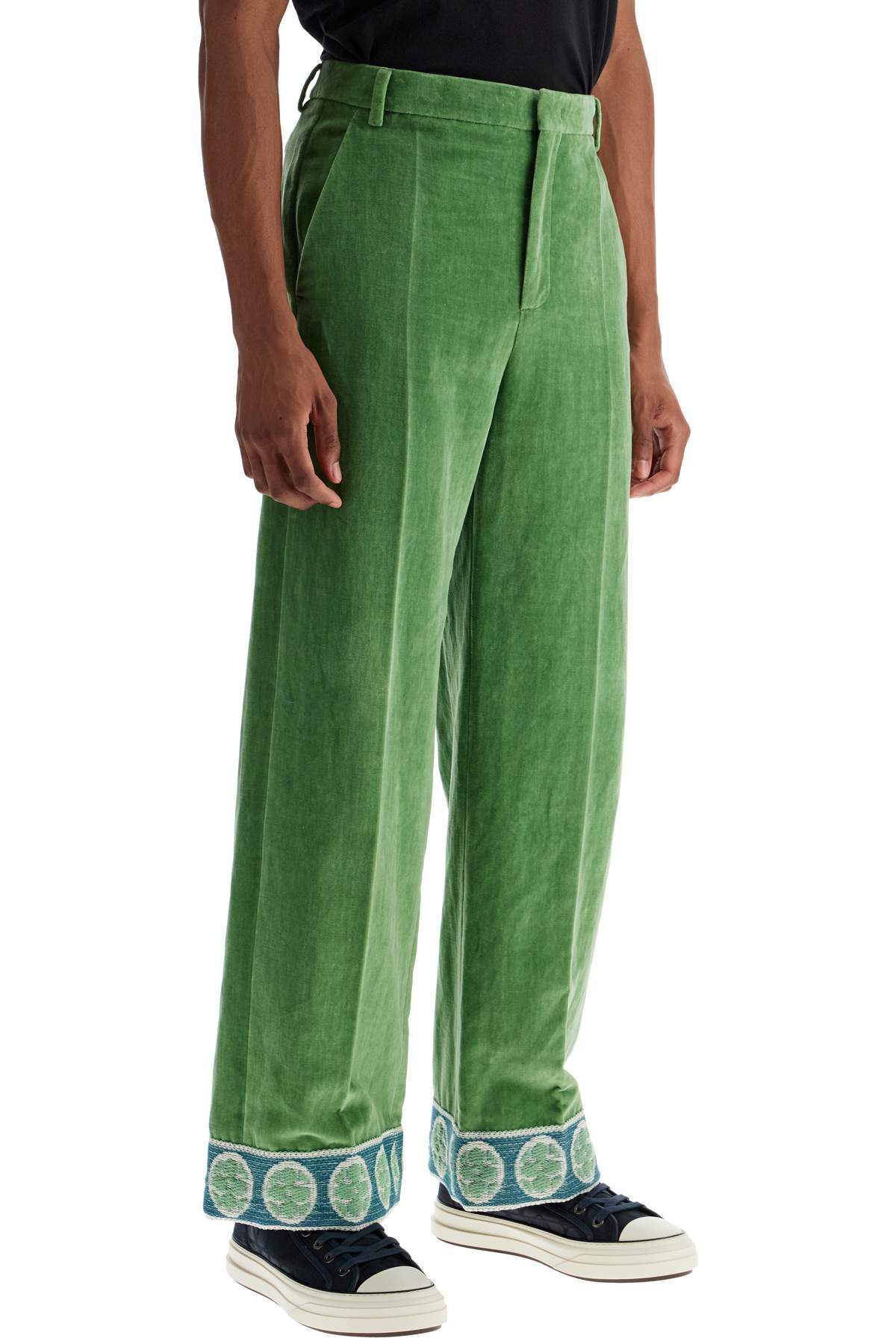 Valentino Garavani Velvet Men Trousers - Green Valentino Garavani Velvet Men Trousers - Green