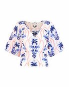 Floral cotton poplin blouse with pearl buttons by Beyond by Vera, flat lay