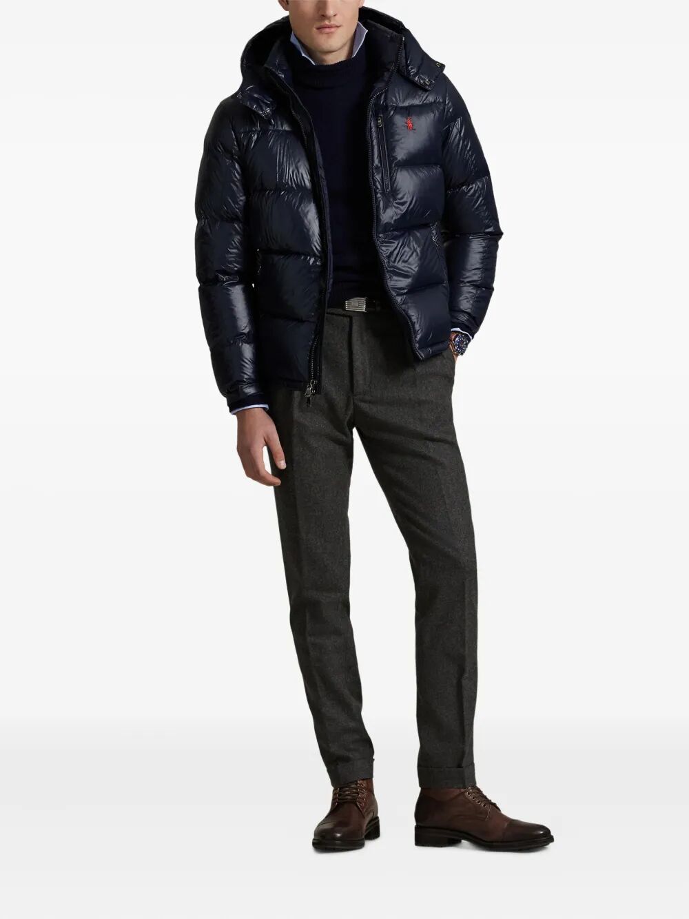 POLO RALPH LAUREN THE GORHAM GLOSSED DOWN JACKET WITH DETACHABLE