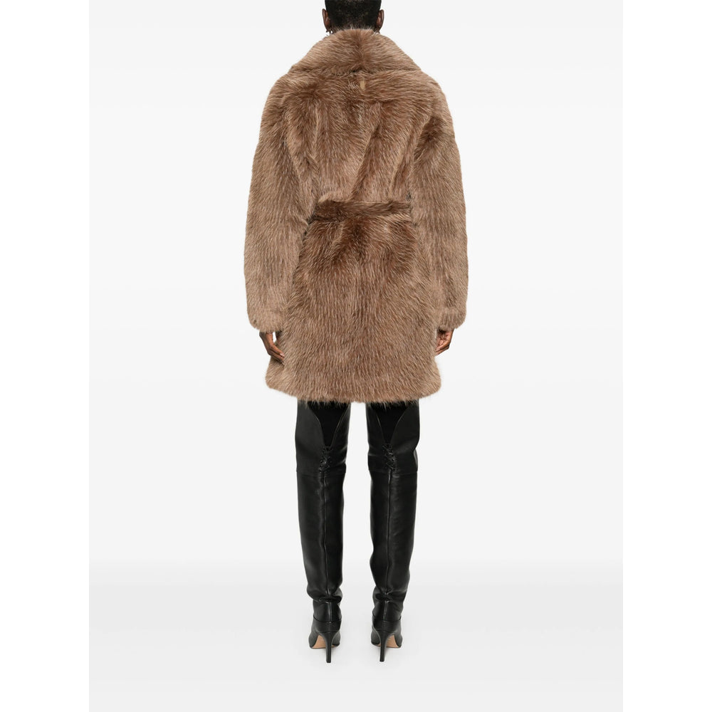 Brown Faux-Fur Coat with Adjustable Belt – Lord Taylor