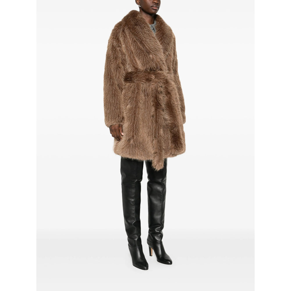 Brown Faux-Fur Coat with Adjustable Belt – Lord Taylor