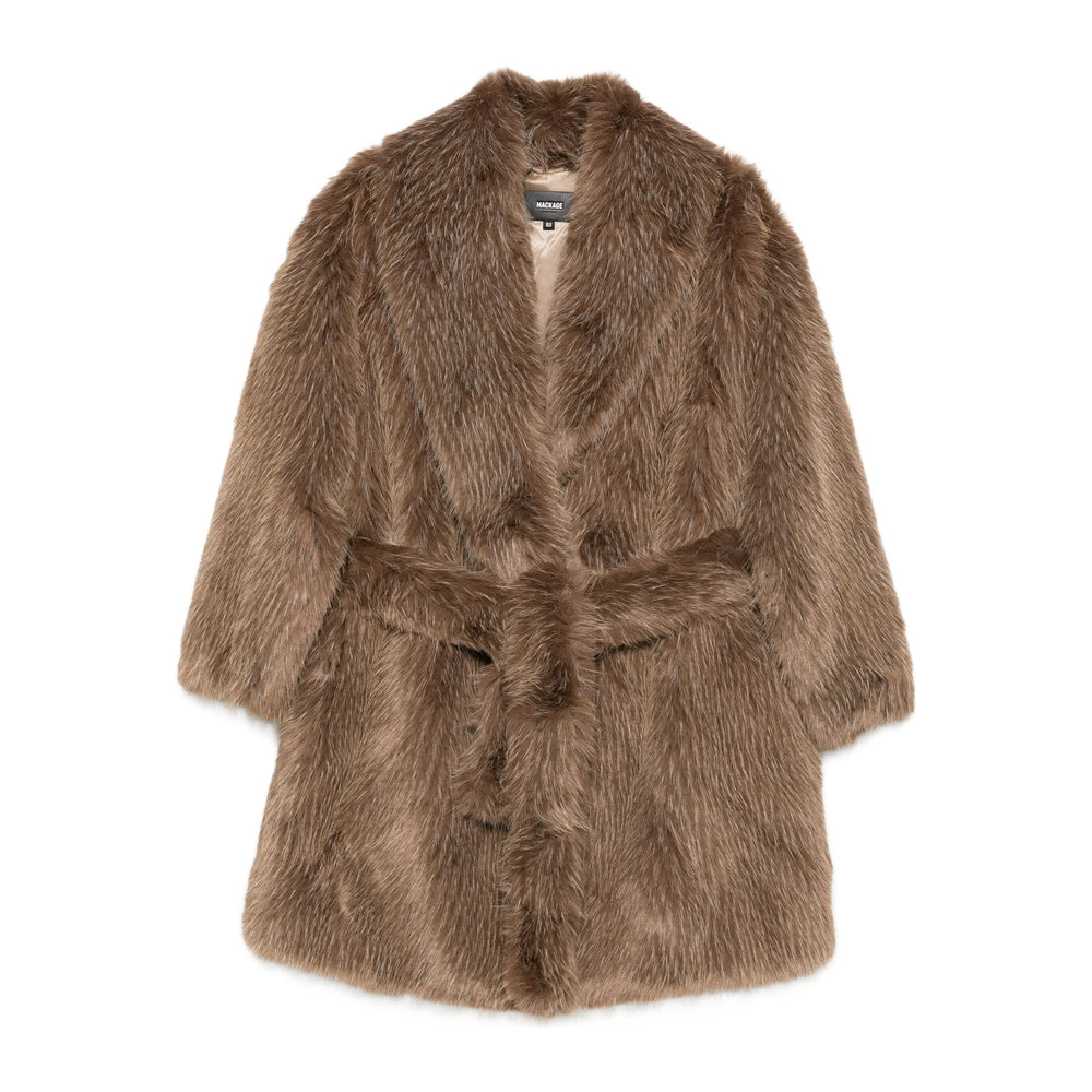 Brown Faux-Fur Coat with Adjustable Belt – Lord Taylor