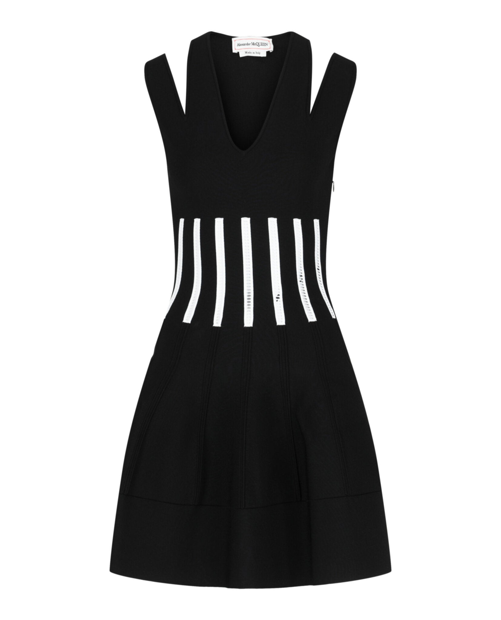 Alexander McQueen Coutout Shoulder Corset Mini Dress XS / Black White