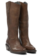 BROWN LEATHER BOOTS MOMA