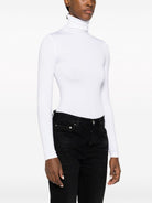 Optical white stretch-cotton bodysuit by Wolford, back view