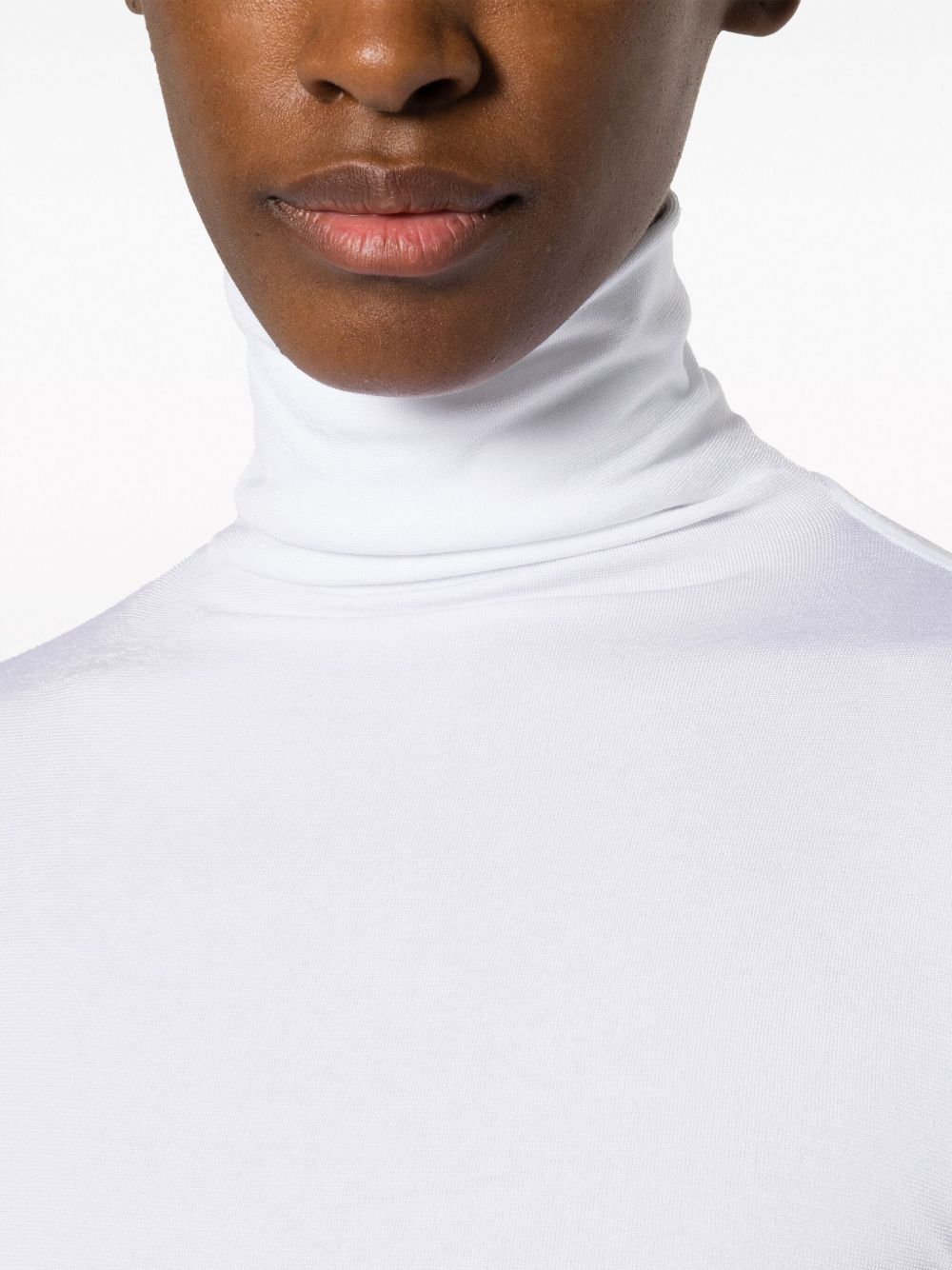 Wolford Colorado bodysuit in white cotton, close-up of ribbed texture