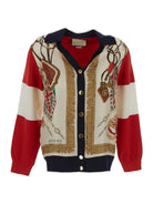 EXTRA FINE WOOL CARDIGAN WITH PRINT Gucci MULTICOLOUR M