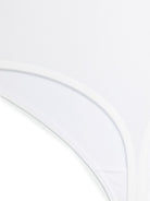 White Wolford sleeveless bodysuit detail, high-cut leg opening
