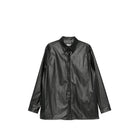Black coated viscose shirt with embossed logo, front view by MM6 Maison Margiela