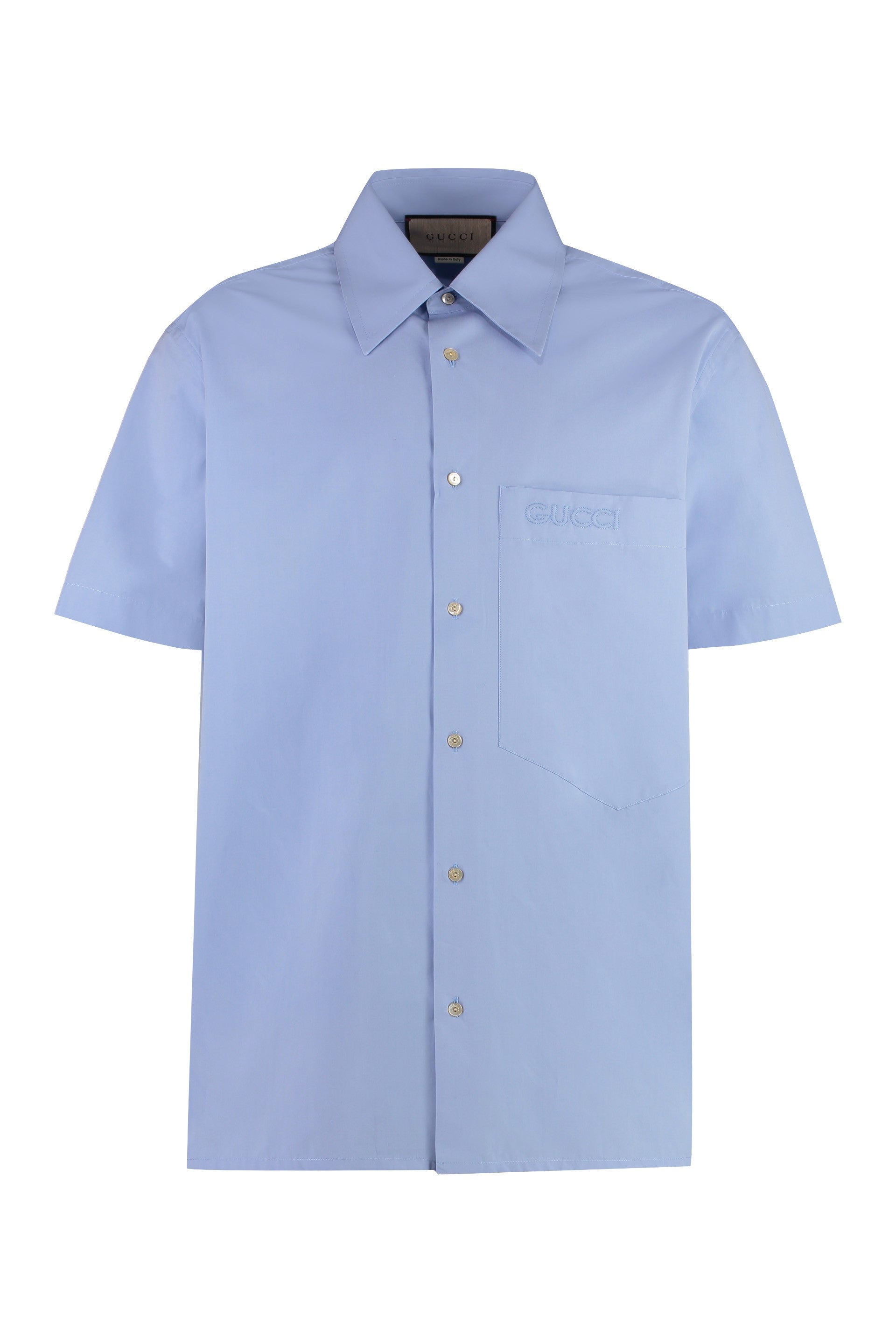 SHORT SLEEVE COTTON SHIRT Gucci Light Blue 30