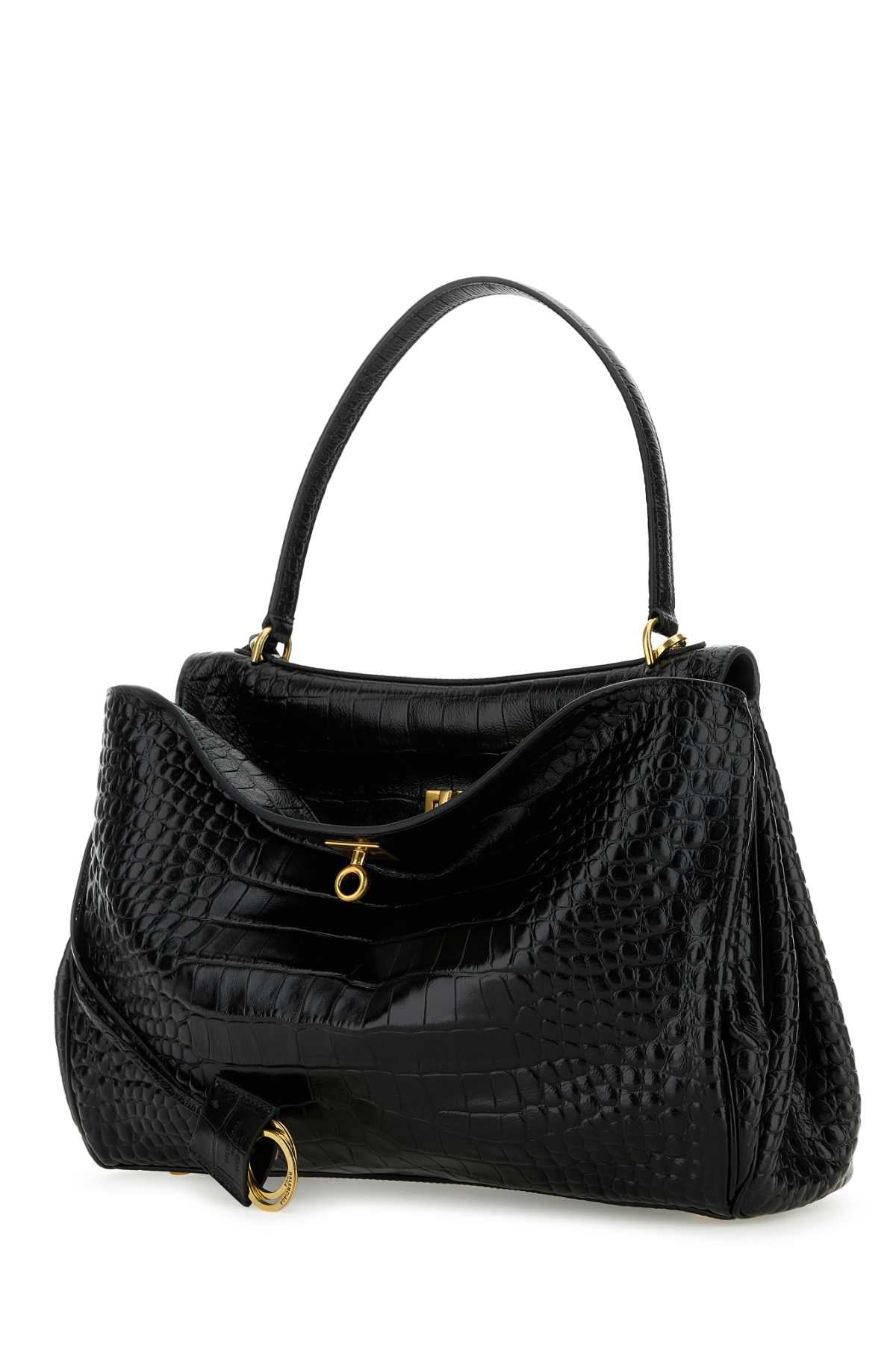 BLACK LEATHER RODEO HANDBAG Balenciaga