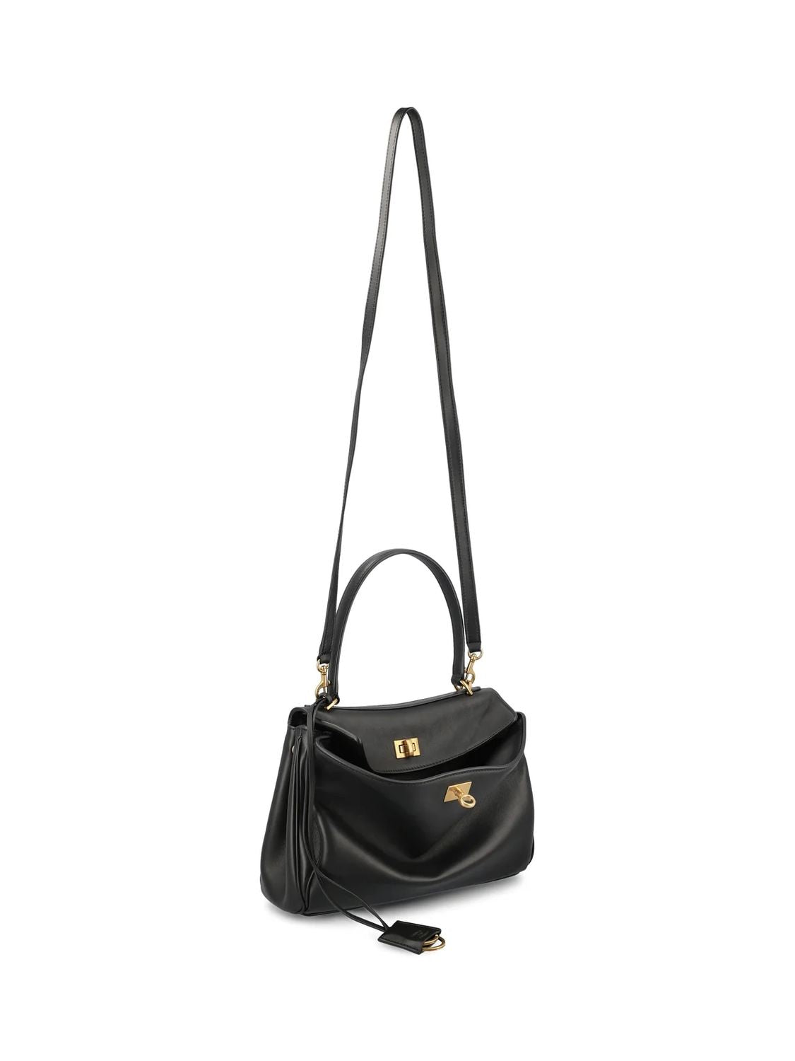 BLACK LEATHER SMALL RODEO HANDBAG Balenciaga