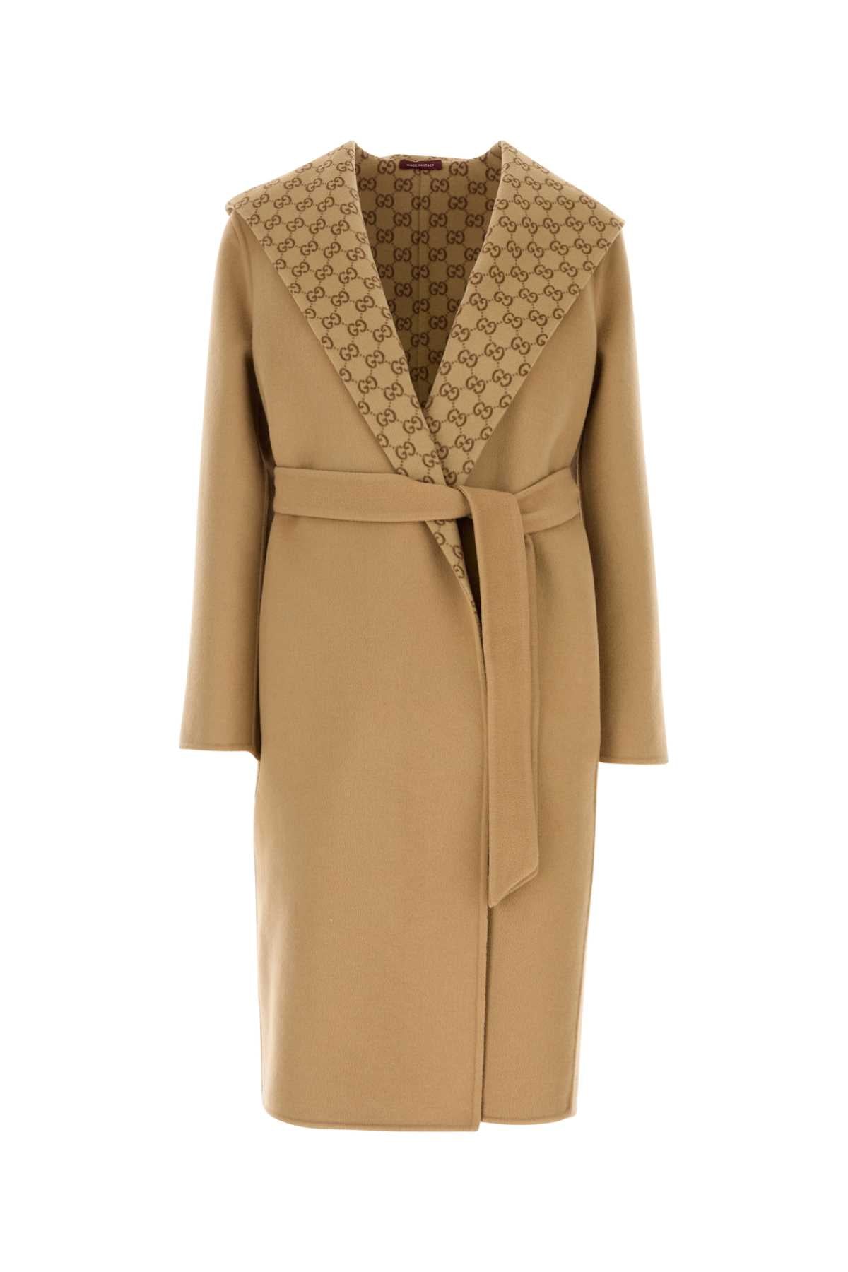 CAMEL WOOL BLEND REVERSIBLE COAT Gucci CAMEL 44