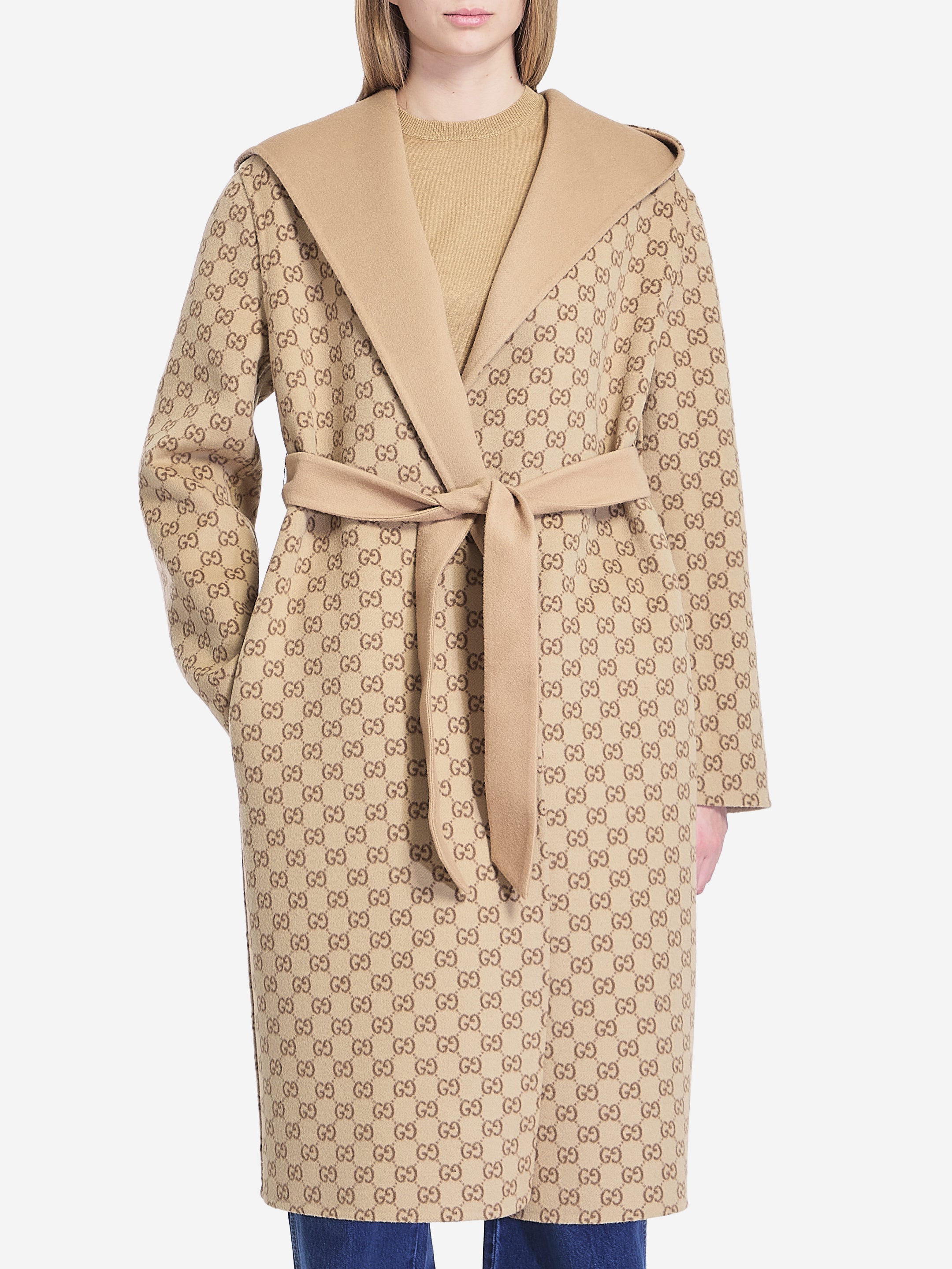 CAMEL WOOL BLEND REVERSIBLE COAT Gucci